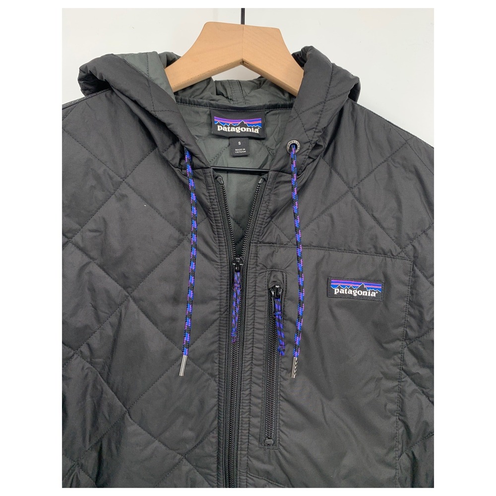 Patagonia Nano Puff Jacket Mens Small Black Quilted Insulated Hoodie Lightweight